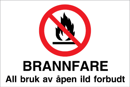 Brannfare All bruk av åpen ild forbudt