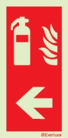 Brannslokker skilt med pil venstre | Skilt i henhold til NS ISO 7010