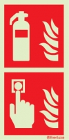 Kombinert Brannslokker og Brannalarm skilt | Skilt i henhold til NS ISO 7010